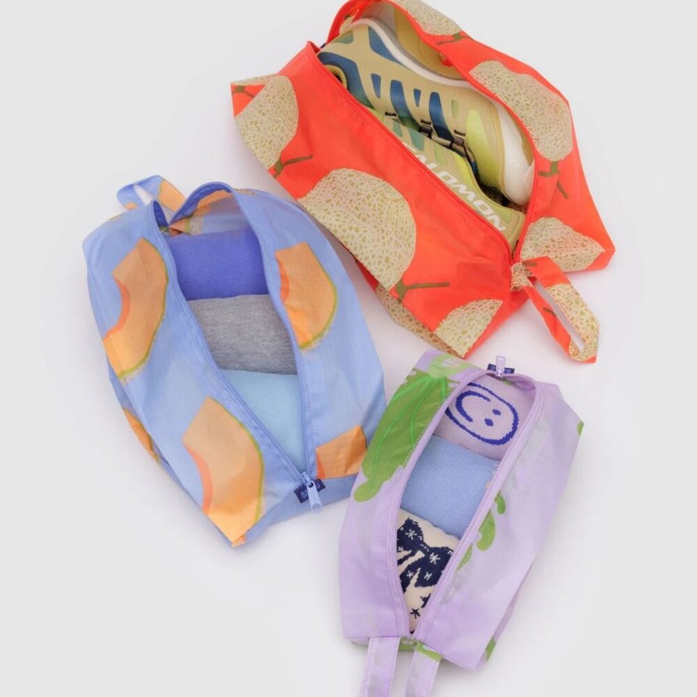 NWT Baggu 3D Zip Set - Japanese Produce (Cantaloupe Blue, Daikon Pink, Yubari) - Picture 4 of 7